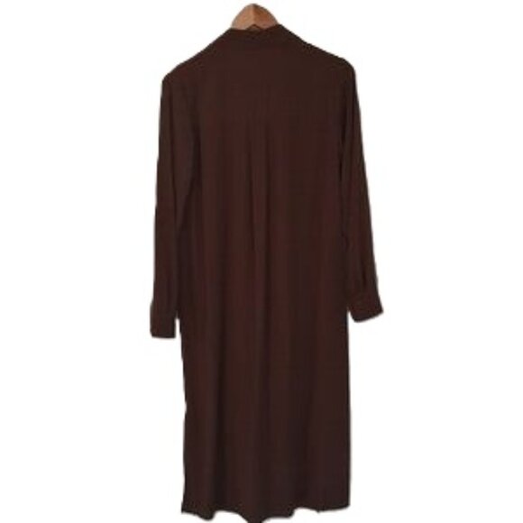 Eileen Fisher Silk Georgette Crepe Notch Collar Shirtdress Clove Color Size PS - Picture 8 of 8